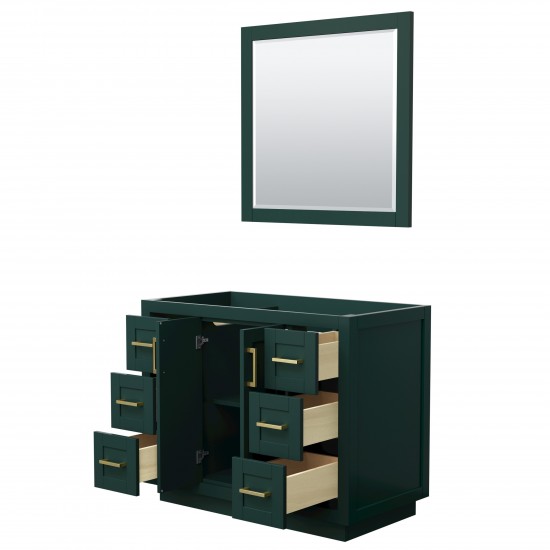 Miranda 42" Single Vanity in Green, No Top, Bruished Gold Trim, 34" Mirror