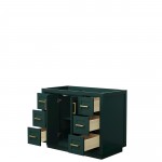 Miranda 42" Single Vanity in Green, No Top, No Sink, Brushed Gold Trim