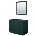 Miranda 42" Single Vanity in Green, No Top, Matte Black Trim, 34" Mirror