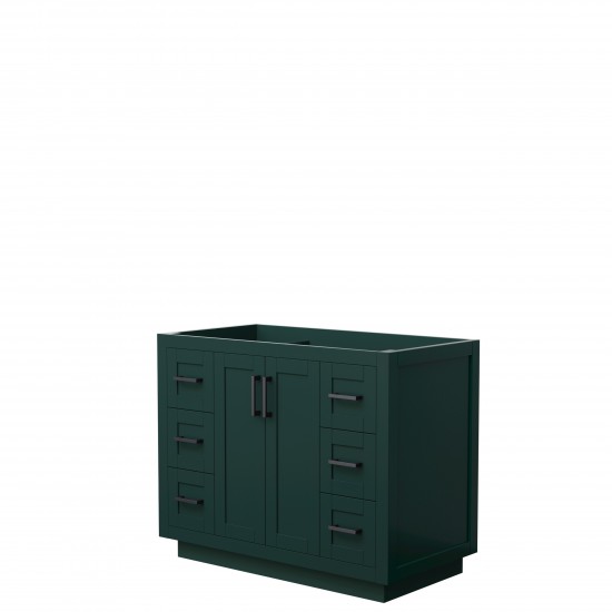 Miranda 42" Single Vanity in Green, No Top, No Sink, Matte Black Trim