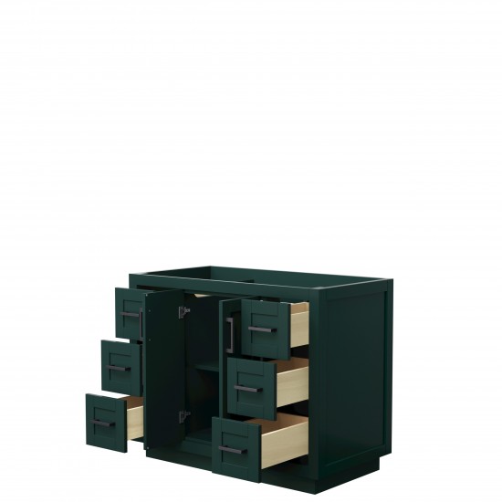 Miranda 42" Single Vanity in Green, No Top, No Sink, Matte Black Trim