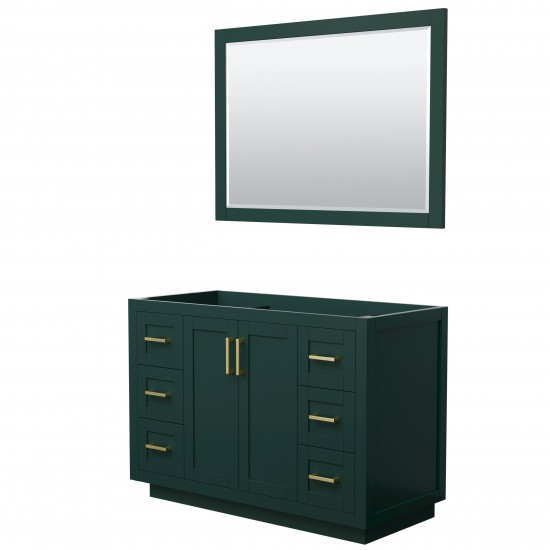 Miranda 48" Single Vanity in Green, No Top, Bruished Gold Trim, 46" Mirror