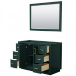 Miranda 48" Single Vanity in Green, No Top, Bruished Gold Trim, 46" Mirror