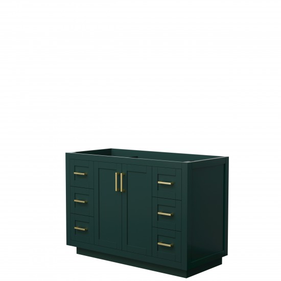 Miranda 48" Single Vanity in Green, No Top, No Sink, Brushed Gold Trim