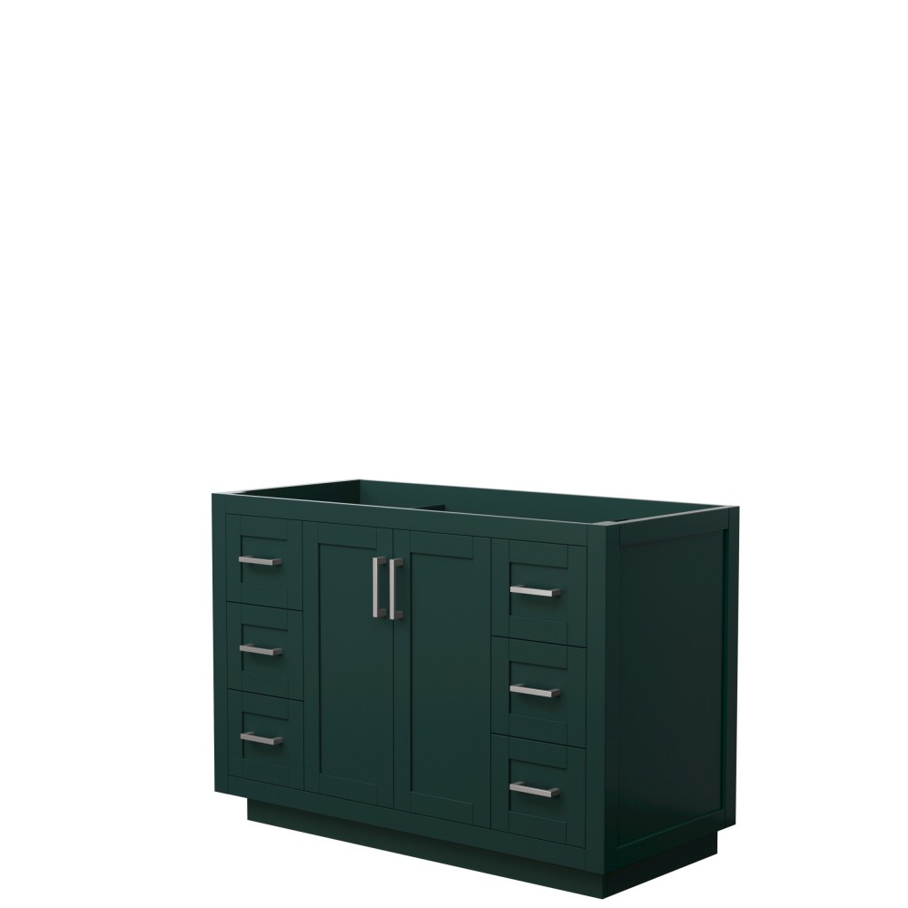 Miranda 48" Single Vanity in Green, No Top, No Sink, Brushed Nickel Trim