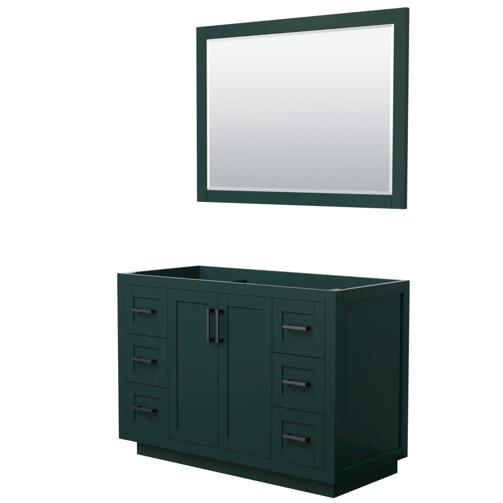 Miranda 48" Single Vanity in Green, No Top, Matte Black Trim, 46" Mirror