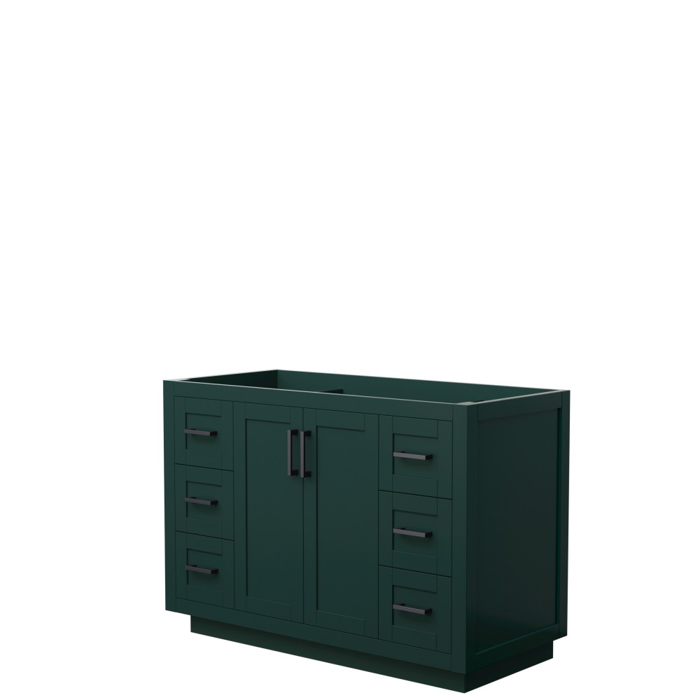 Miranda 48" Single Vanity in Green, No Top, No Sink, Matte Black Trim