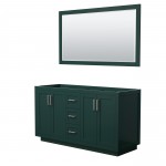 Miranda 60" Double Vanity in Green, No Top, Bruished Nickel Trim, 58" Mirror