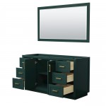 Miranda 60" Single Vanity in Green, No Top, Bruished Gold Trim, 58" Mirror