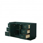 Miranda 60" Single Vanity in Green, No Top, No Sink, Brushed Gold Trim