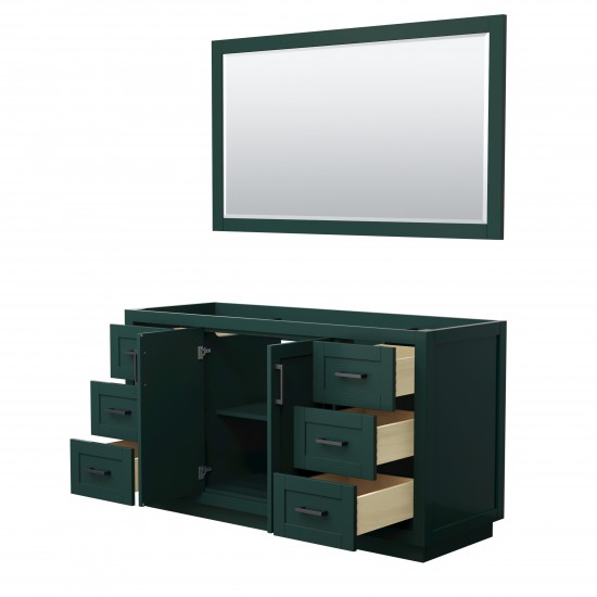 Miranda 60" Single Vanity in Green, No Top, Matte Black Trim, 58" Mirror