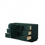 Miranda 60" Single Vanity in Green, No Top, No Sink, Matte Black Trim