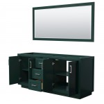 Miranda 72" Double Vanity in Green, No Top, Bruished Nickel Trim, 70" Mirror