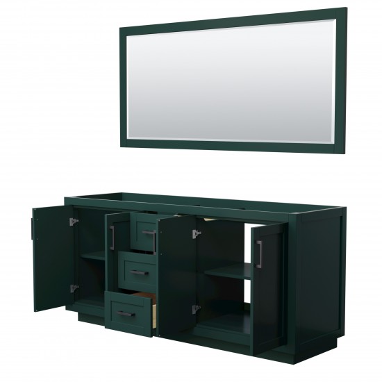 Miranda 72" Double Vanity in Green, No Top, Matte Black Trim, 70" Mirror