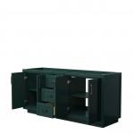 Miranda 72" Double Vanity in Green, No Top, No Sink, Matte Black Trim