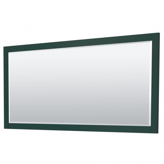 Miranda 72" Double Vanity in Green, 1.25" White Top, Gold Trim, 70" Mirror