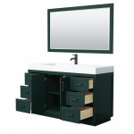 Miranda 60" Single Vanity in Green, 4" White Top, Black Trim, 58" Mirror