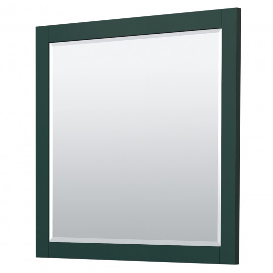 Miranda 36" Single Vanity in Green, Top, Square Brushed Gold Trim, 34" Mirror