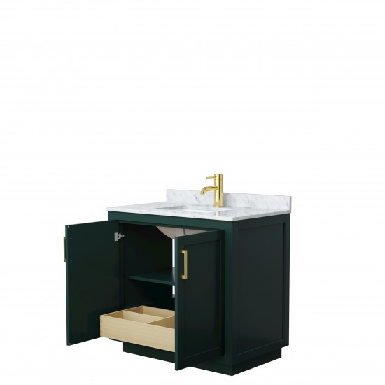 Miranda 36" Single Vanity in Green, Top, Square Sink, Brushed Gold Trim