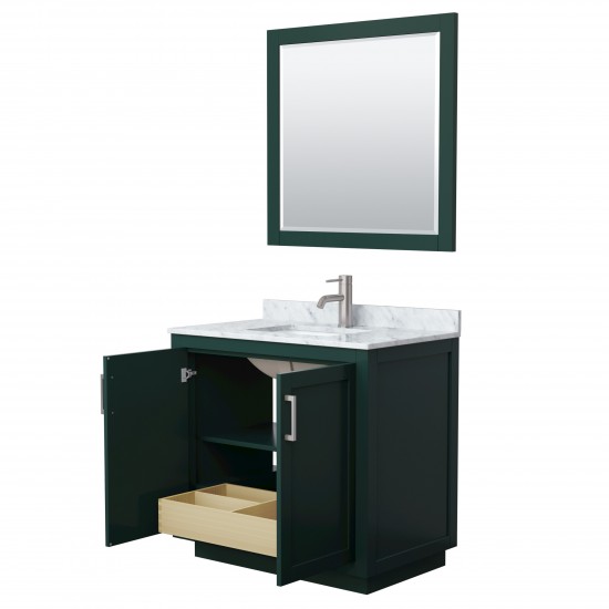 Miranda 36" Single Vanity in Green, Top, Square Brushed Nickel Trim, 34" Mirror