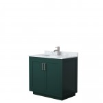 Miranda 36" Single Vanity in Green, Top, Square Sink, Brushed Nickel Trim