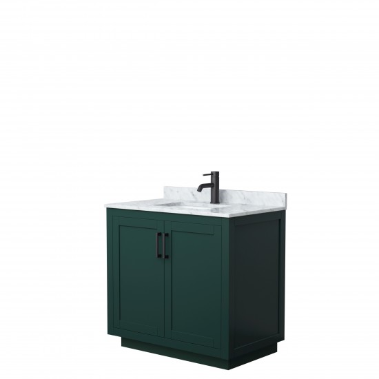 Miranda 36" Single Vanity in Green, Top, Square Sink, Matte Black Trim