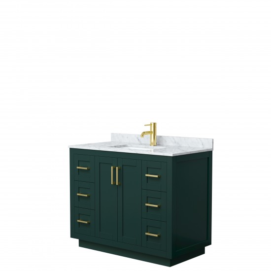Miranda 42" Single Vanity in Green, Top, Square Sink, Brushed Gold Trim