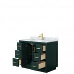 Miranda 42" Single Vanity in Green, Top, Square Sink, Brushed Gold Trim