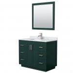 Miranda 42" Single Vanity in Green, Top, Square Brushed Nickel Trim, 34" Mirror