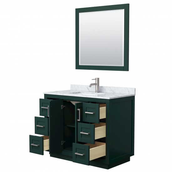 Miranda 42" Single Vanity in Green, Top, Square Brushed Nickel Trim, 34" Mirror