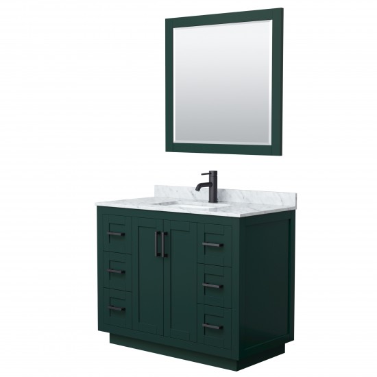 Miranda 42" Single Vanity in Green, Top, Square Matte Black Trim, 34" Mirror