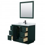 Miranda 42" Single Vanity in Green, Top, Square Matte Black Trim, 34" Mirror