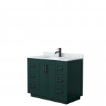 Miranda 42" Single Vanity in Green, Top, Square Sink, Matte Black Trim