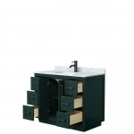 Miranda 42" Single Vanity in Green, Top, Square Sink, Matte Black Trim