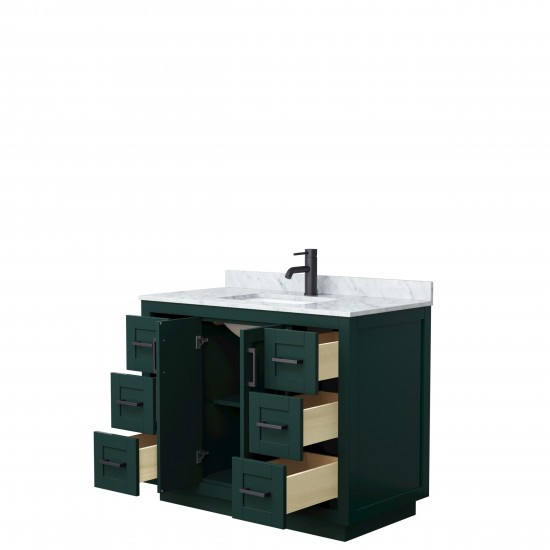 Miranda 42" Single Vanity in Green, Top, Square Sink, Matte Black Trim