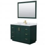 Miranda 48" Single Vanity in Green, Top, Square Brushed Gold Trim, 46" Mirror