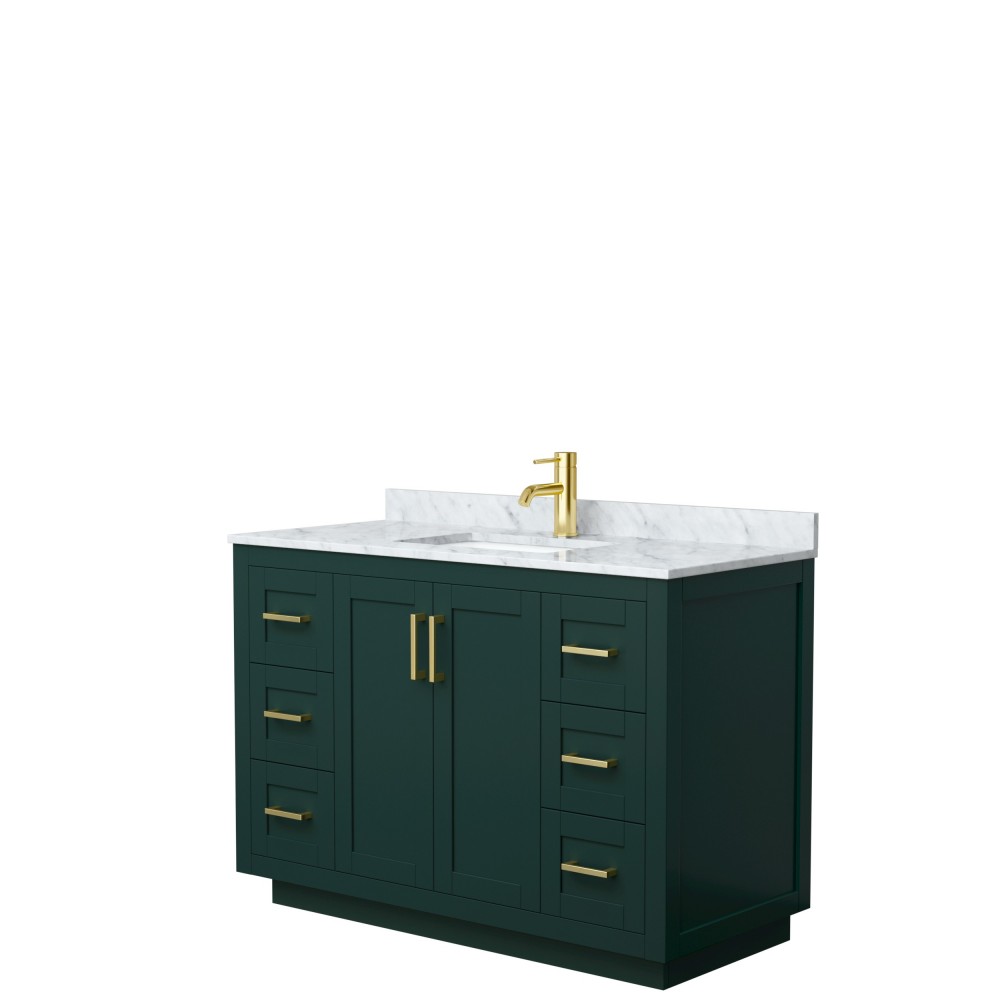 Miranda 48" Single Vanity in Green, Top, Square Sink, Brushed Gold Trim