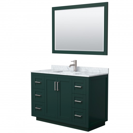 Miranda 48" Single Vanity in Green, Top, Square Brushed Nickel Trim, 46" Mirror