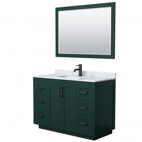 Miranda 48" Single Vanity in Green, Top, Square Matte Black Trim, 46" Mirror