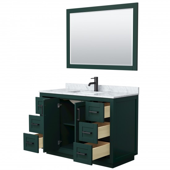 Miranda 48" Single Vanity in Green, Top, Square Matte Black Trim, 46" Mirror