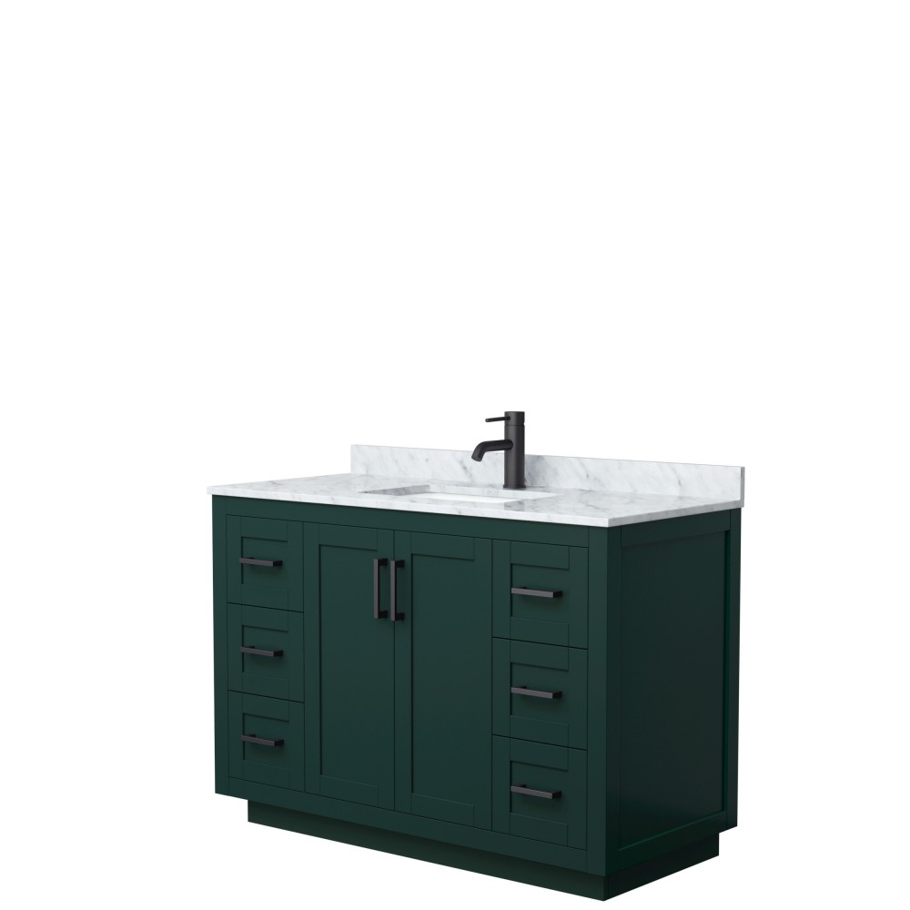 Miranda 48" Single Vanity in Green, Top, Square Sink, Matte Black Trim