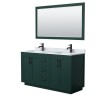 Miranda 60" Double Vanity in Green, Top, Square Matte Black Trim, 58" Mirror