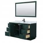 Miranda 60" Single Vanity in Green, Top, Square Matte Black Trim, 58" Mirror