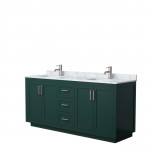 Miranda 72" Double Vanity in Green, Top, Square Sinks, Brushed Nickel Trim