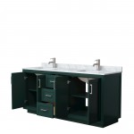 Miranda 72" Double Vanity in Green, Top, Square Sinks, Brushed Nickel Trim