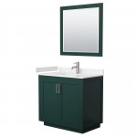 Miranda 36" Single Vanity in Green, Carrara Marble Top, Nickel Trim, 34" Mirror