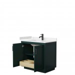 Miranda 36" Single Vanity in Green, Carrara Cultured Marble Top, Black Trim