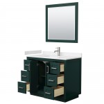 Miranda 42" Single Vanity in Green, Carrara Marble Top, Nickel Trim, 34" Mirror