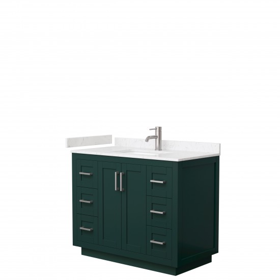 Miranda 42" Single Vanity in Green, Carrara Cultured Marble Top, Nickel Trim