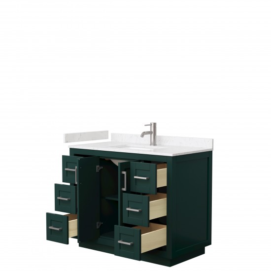 Miranda 42" Single Vanity in Green, Carrara Cultured Marble Top, Nickel Trim